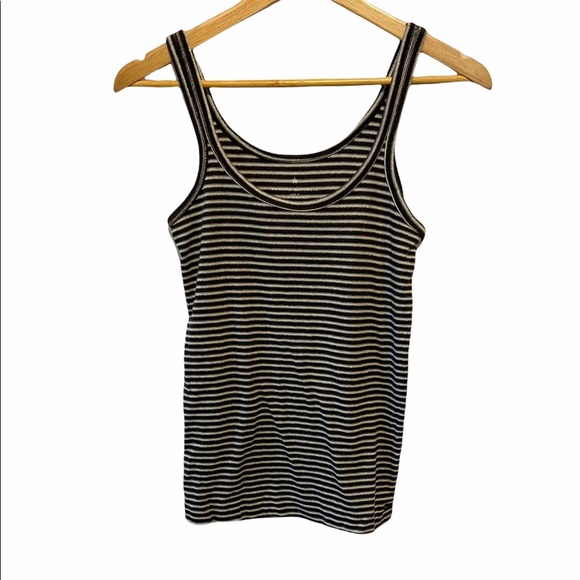 BANANA REPUBLIC Grey&Black Striped Cotton Tank Top